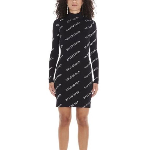 Balenciaga Printed Ribbed Mini Dress - Picture 1 of 5